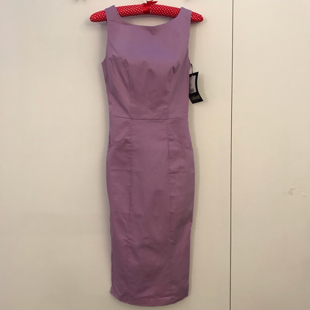 Lavender pinup rockabilly wiggle dress